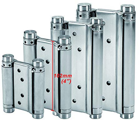 LOOTICH Cerniera in Acciaio Inox Doppia Azione per Porte a Battente Cerniere (102mm) a Molla di Chiusura Cutomatica per Anta Battente Bancone Bar e Caffetteria Fino a 16kg (2 PCS)