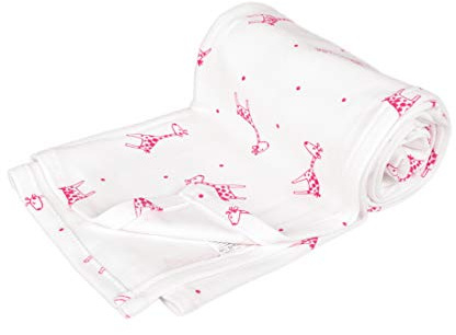 Kaarsgaren Baby und Kinder Bio-Baumwoll-Decke für den Sommer, Kuscheldecke für Jungen und Mädchen, Kinderwagendecke, Babydecke, Erstlingsdecke, Sommerdecke (Rot Giraffe, 70 x 100 cm)