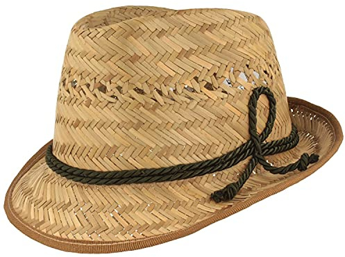 Breiter Kinder Strohhut Sommerhut Sonnenhut 100% Stroh Leicht 53, beige Trachtengarnitur