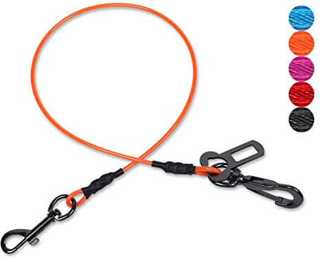 VIVAGLORY Sicherheitsgurt Hunde Tuffbelt Anschnallgurt Hund, Sicherheitsgurt Anschnallgurt Hundegurt für Auto Rückbank, Bissfest Anschnallen Autogurt, M, Orange