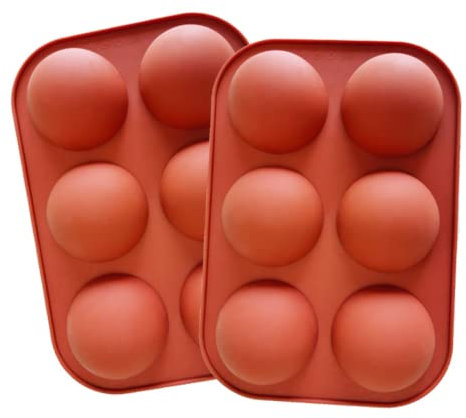Half Sphere Silicone Mould Large 6-Cavity, 2 Packs Chocolate Ball Mould Baking Mold, Silicone Mould for Making Cake, Jelly, Dome