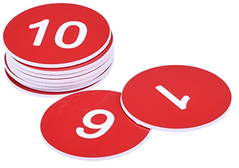 sourcing map 10 Stück Nummernschild aus Kunststoff, 1-10 digitale Tags Schilder Acryl graviert rot selbstklebend
