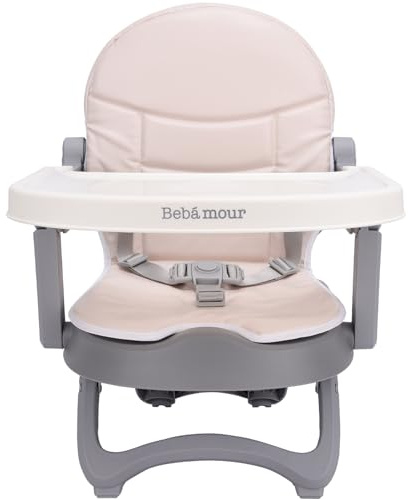 Bebamour chaise bébé Siège surélevé avec plateau chaise bébé Sit Up Portable, pour voyage, coussin beige, beige