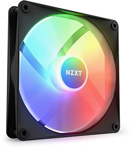 NZXT F140 RGB Core – 140 mm nabenmontierter RGB-Lüfter – 8 einzeln ansteuerbare LEDs – Halbtransparente Lüfterblätter – Hydrodynamisches Gleitlager – PWM-Steuerung – CAM-Software – Schwarz