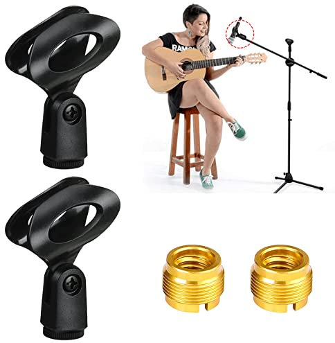 Pince Micro, Support universel de microphone, Clip de qualité à ressort pour microphone, Pince Micro Universelle, avec Adaptateurs 5/8 Male à 3/8 Femelle, pour Héberger, Discours, Butyeak