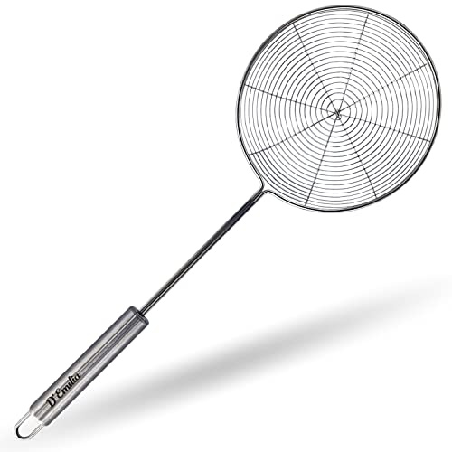 D’Emilia – Espumadera araña de Acero Inoxidable para filtrar, escurre y mantiene los alimentos limpios y saludables, colador de cocina para cualquier alimento sólido (14 cm)
