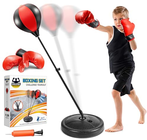 Punching Bag for Kids, Kids Punching Bag with Stand, Adjustable Boxing Equipment for Boys & Girls Aged 3-10, Includes Boxing Gloves, Boxing Set as Boys & Girls Toys Gifts