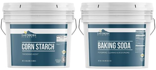 Earthborn Elements Baking Soda and Corn Starch Bundle, 2 Gallon Buckets Each, Cooking & Baking, Household Essentials