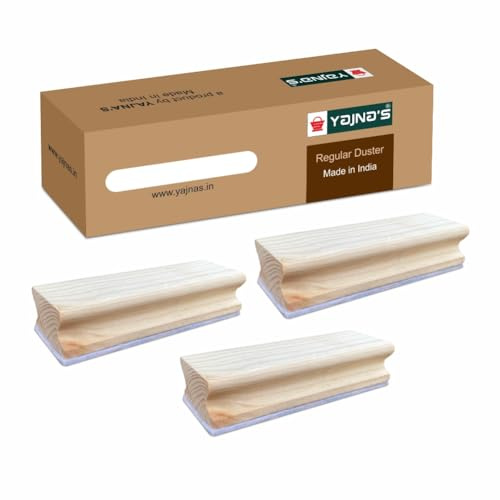 YAJNAS Spolverino in legno per lavagna bianca e lavagna – Combo di 3 spolverini, in legno non magnetico di alta qualità