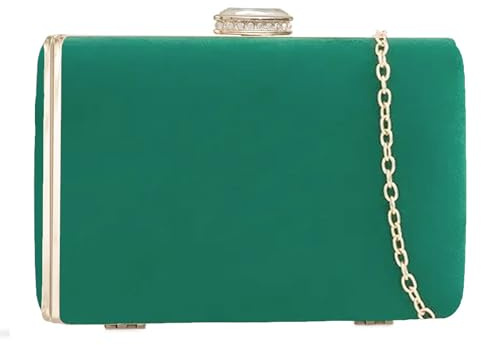 UShopUK Funda rígida de gamuza sintética para novia, graduación, boda, noche, fiesta, bolso de mano, Green, medium