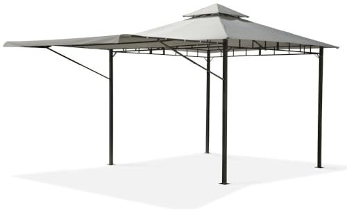 3m x 3m Extending Provence Gazebo Awning Marquee Heavy Duty Garden With Side Wall That Becomes Awning!