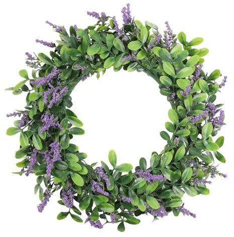 Kranz für die Haustür Frühlings Kranz künstlicher Frühlings Sommer Türkranz Heimdekoration für drinnen draußen TüRkranz FrüHling Türkranz künstliche Wildblumen Girlande Türkranz mit Blumen(44cm)