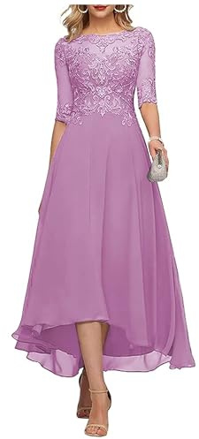 Teelange Kleider für die Brautmutter Ballkleid 3/4-Ärmel Formelle Abendkleider aus Chiffon in A-Linie für Frauen