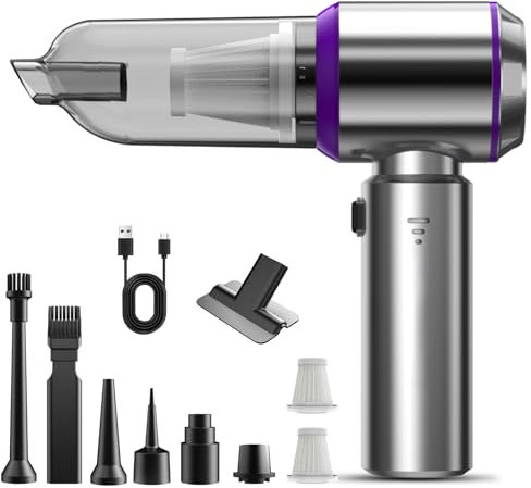 KITBEZN Aspirateur à Main, 18000Pa 3 in 1 Aspirateur Voiture Puissant sans Fil, 3 Vitesses 80,000U/min, Mini Aspirateur sans Fil pour PC Maison Voiture Bureau Canapé