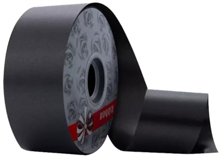 Chexin Geschenkband Schwarz,50 mm x 90 m Polyband, Schleifenband Kräuselband 16 cm, Ringelband Maibaum Deko, Dekoband zum Partydeko Hochzeits Geburtstag Floristen Dekorieren Basteln & Verpacken