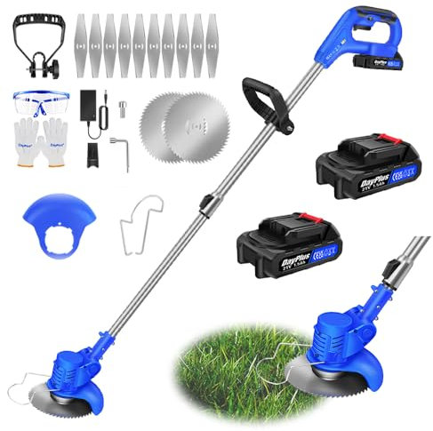Akku Rasentrimmer 21V Elektrischer Rasentrimmer Akku Motorsense Rasentrimmer mit 2X1500mAh Batterien, Akku Freischneider Bürstenloser, Verstellbarer Griff, für Rasen und Anderen Gartenarbeiten