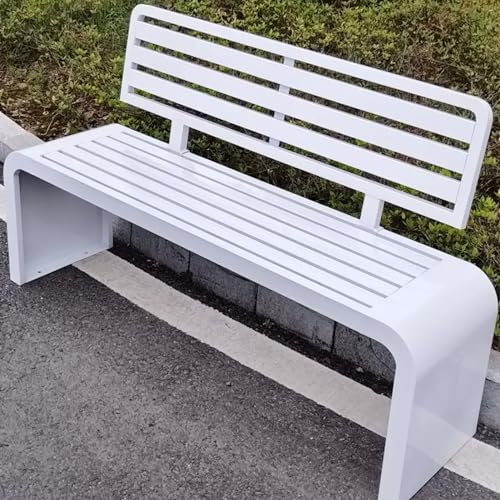 SORVA Gartenbank, Park-Außenbank mit rostfreiem verzinktem Stahlrahmen, wetterfeste Terrassenbank mit Rückenlehne, für den Außenbereich, Park, Hof, Terrasse (Farbe: Weiß, Größe: 100 cm)