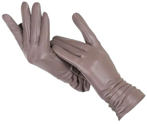 Klassische, Faltige Lederhandschuhe Für Damen, Echte Lederhandschuhe Warme Winterhandschuhe Aus Schaffell