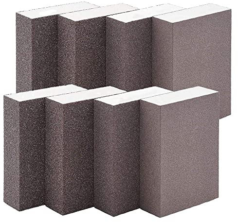 Hztuang Paquete de 8 Esponjas de Lijado Bloques de Lijado Fino Grueso en Papel de Lija de Espuma de de Grano 60-220 para Pulido de Madera de Metal