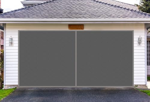 Elytsemoh Garage Door Screen Cover for 2 Car 16x8ft, Insulation Kit, Blackout, Grey