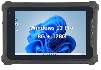 RUGLINE Tableta resistente negra de 128 GB | Windows 11 Pro | 8 pulgadas | Intel N5100 | 5000 mAh | 700nit | 4G LTE | Negocios, construcción