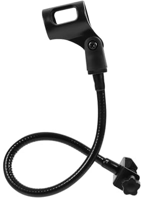 Black Gooseneck Microphone Stand Adjustable Clip-on Bracket | Iron Spray-paint Finish, Hands-free Broadcasting or Home Use, Wide Microphone Compatibility