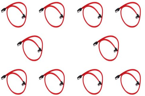 Sizoriruk 10pz 50CM SATA 3.0 III SATA3 7pin Dati Angolo 6Gb / S SSD Cavi HDD Difficile Disco Dati Cordone con Nylon Maniche (Rosso)