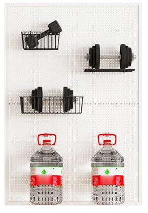 Wooden Pegboard,Pegboard Wall Organizer Combination Kit, Iron Office Pegboard, Wall Mounted Peg Board Display Panels for Home Gaming Room Garage(Natural,60x100cm)