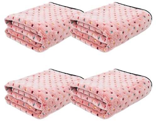 DUOLEH Große Haustierdecken, warme Hundedecken für Hunde und Katzen, waschbar, vielseitig einsetzbar, beruhigende Katzendecke für Bett, Couch, Sofa, 60 x 40 cm, 4 Stück, Rosa, 2/4 Stück
