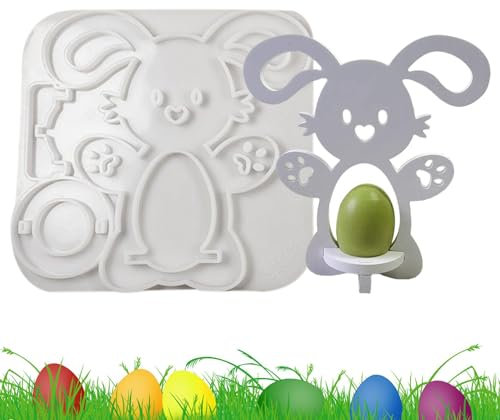 Samuliy Molde de silicona para hueveras, moldes de fundición epoxi de conejo de Pascua | Moldes decorativos para servir huevos duros y blandos, decoración de mesa