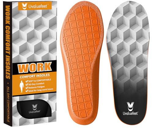 Uvaluefeet Work Boot Insoles for Men & Women - Memory Foam Cushion, Anti-Fatigue, Foot Pain Relief, All-Day Comfort, Fits Work Boots - Size E (UK 9.5-11)-30.3CM