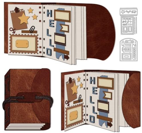 DELORIGIN 3D Tagebuch Stanzformen Stanzformen Aus Karbonstahl Retro Etikettenschablonen Scrapbooking Prägeschablonen Stanzschablonen Neuheiten 2025 Für Die Kartengestaltung Einladung Fotoalbum Dekor
