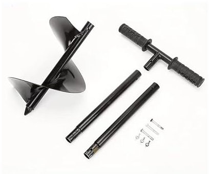 Fence Post Auger Set, Ø100mm Manual Post Hole Borer with Non-Slip Handle, Garden Hand Drill Spiral Steel Digger Tool for Deep Cultivating, Bulb Planting, Umbrellas, Ice, Mixing Fertilizer (Ø100mm)