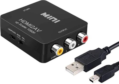 ZHHSUNY HD-MI a R-C-A, 1080p HD-MI a AV 3-R-C-A CVBS video compuesto convertidor de audio adaptador soporta PAL/NTSC para TV/Wii/PC/PS