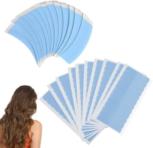 Nastro Biadesivo per Parrucche, 126 Pezzi, Blu, Impermeabile, per Parrucche Lace Front, Extension e Toupet