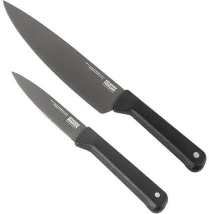 KUHN RIKON ICED Allday Messer-Set 2 Stk, eisgehärteten Klingen aus deutschem Edelstahl, Schwarz Black