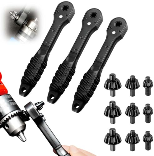 2 In 1 Ratsche, 12,7mm 17,5mm Doppelkopf Spannfutterschlüssel Ratschenschlüssel, Bohrfutterschlüssel Universal Bohrer Spannwerkzeug für Bohrhämmer, Schlagbohrmaschinen, Bohren Spannen (3Pcs)