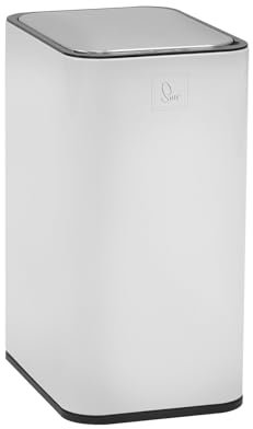 SVITA SE13L - Pattumiera a sensore per rifiuti da cucina, automatica, rettangolare, con sensore di movimento, in acciaio, 40 l, autoportante, colore bianco