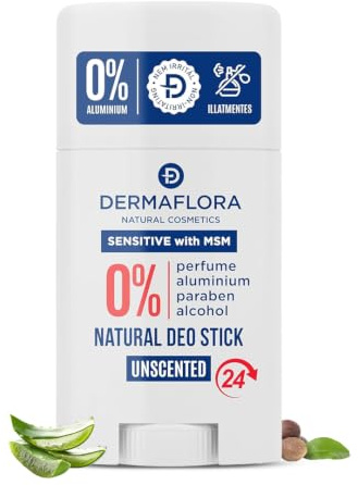 Dermaflora Sensitive Deodorant Stick with MSM – 50ml | Aluminium Free Deodorant Stick for Men & Women | Natural, Gentle & Soothing Formula with Effective Odor Protection