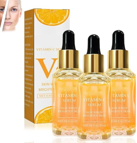Vitamin E&Vitamin C Serum Visage Anti Tache,Enrichi en niacinamide, acide hyaluronique et rétinol,Tonique éclaircissant au VC pour la Peau,Sérum Correcteur de Taches Brunes pour le Visage (17mI, 3)