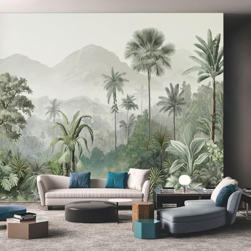 NOGAWA Papier Peint Motif Jungle, 3D Panoramique Papier Peint Forêt Tropicale, Papier Mural Decoratif Pour Salon, Chambre, Tapisserie Murales, Décoration Murale 250x175cm