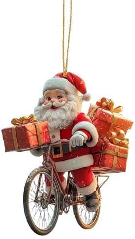 Ornement Père Noël mignon 2D à suspendre en acrylique pour sapin de Noël Décorations de Noël à suspendre pour voiture Ensemble de décorations amusantes