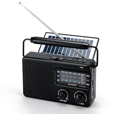 Portable Radio with Bluetooth & Solar Power - FM/AM/SW Rechargeable Radio, USB/TF Playback, Hi-Fi Sound, Pocket-Sized for Outdoor, Travel, Home Use