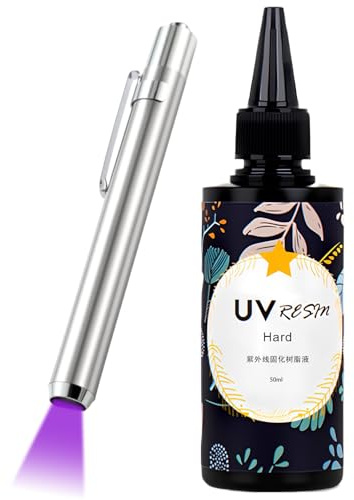 UV Resin Set Mit Uv Lampe, 50ml UV Kleber Mit Lampe, UV Harz, UV Resin Lampe 395NM, UV Kleber Epoxidharz, Schnelle Aushärtung Und Bindung, Geeignet Für Diy-Kunstwerke, Schmuck Und Guss