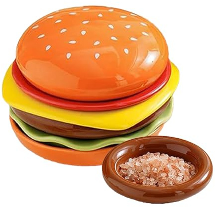Piattini | 6 Piatti Mini Dessert Hamburger a Piani | Ceramica a Forma di Hamburger Stoviglie Decorative per Cucina per Snack e Insalate