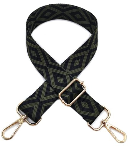 Justerbar väskrem för ombyte, bred axelrem för väskor kvinnor, 3,8 cm väskrem med karbinhake guld, axelrem för kvinnor modern crossbody, handväska, svart armégrön, 412
