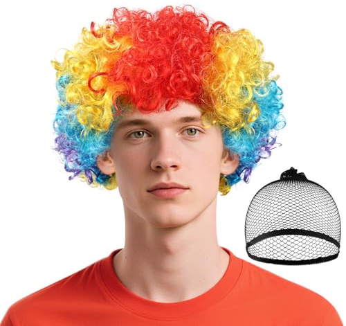 BSBUY Afroperücke Herren Lockenkopf Lockenperücke Disco Clownperücke