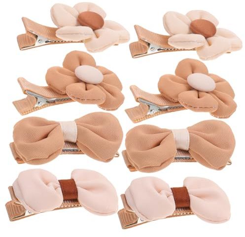 HONITANO 8 pièces Lot de Pinces Cheveux Mignonnes pour Filles Ans Barrettes Tissu Couleur Lait et Thé Accessoires Coiffure Durables et Confortables pour Usage Quotidien