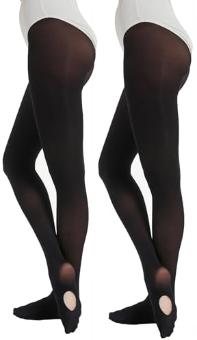 DUCMODA Medias convertibles de ballet para mujer, semiopacas, ultrasuaves, para mujeres 2 negro L-XL
