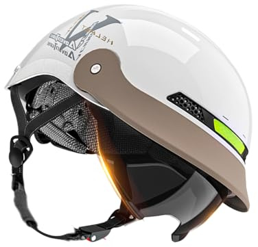 GkgWuxf Casque Moto ,Casque Scooter avec Visière Soleil,Équipement Protection à Boucle Déclipsable Rapide pour Hommes Femmes VTT Skateboard Cruiser ATV Vélo Motocyclette | Cyclisme Scooter Skateboard